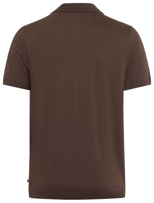 Brax poloshirt bruin effen katoen 3 knoops