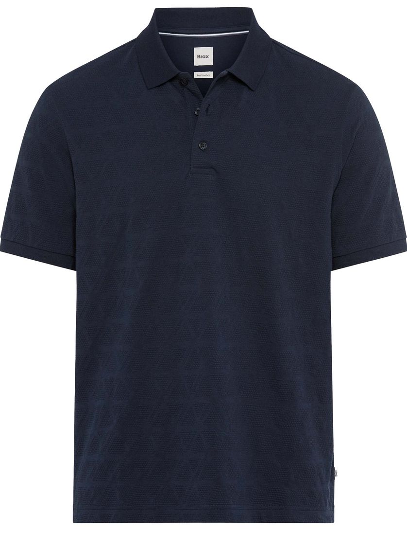 Brax polo donkerblauw katoen normale fit 3 knoopjes