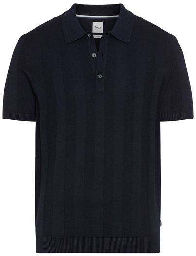 Brax Brax poloshirt gestreept donkerblauw normale fit katoen