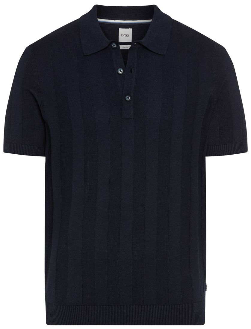 Brax poloshirt gestreept donkerblauw normale fit katoen