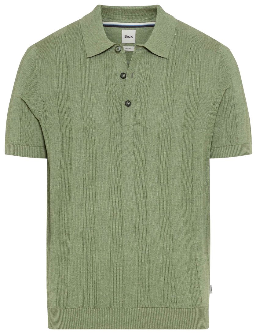 Brax poloshirt groen katoen gestreept normale fit
