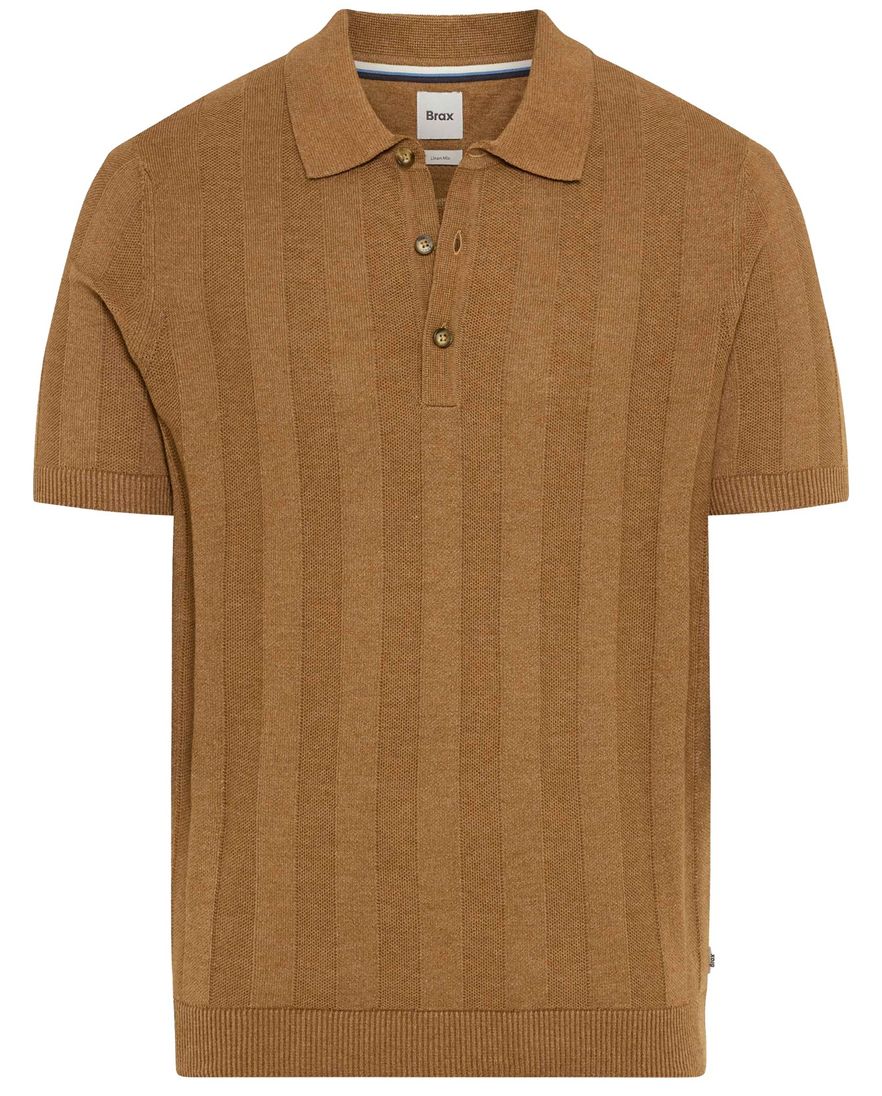 Brax poloshirt bruin katoen gestreept