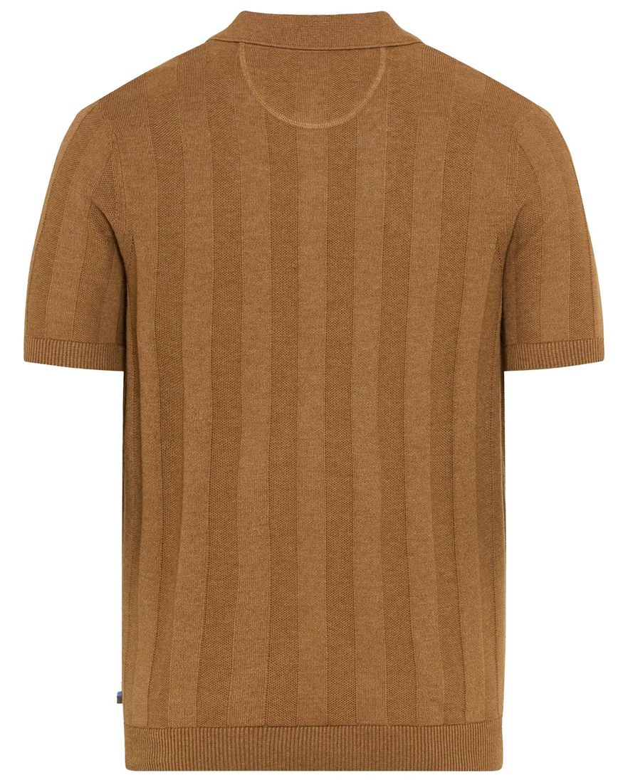 Brax poloshirt bruin katoen gestreept