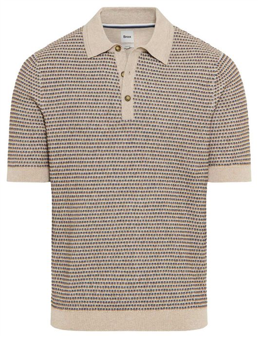 Brax beige polo geprint katoen normale fit