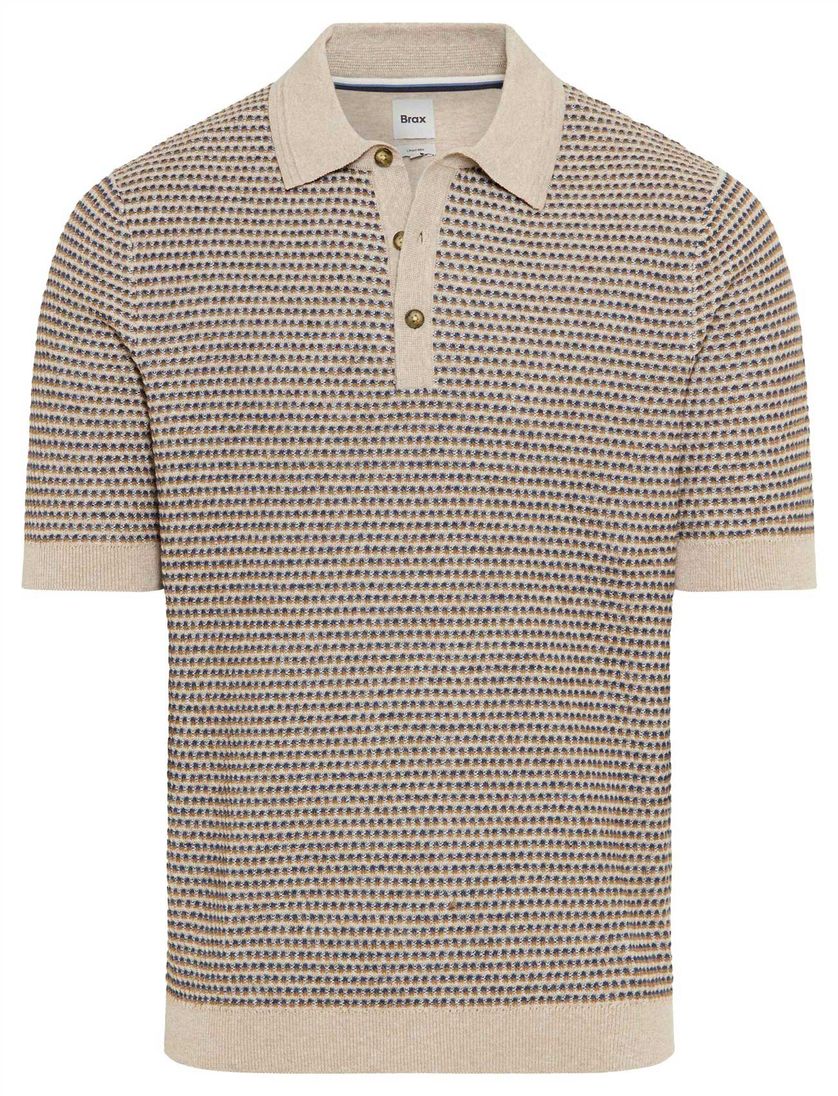 Brax polo beige geprint katoen normale fit