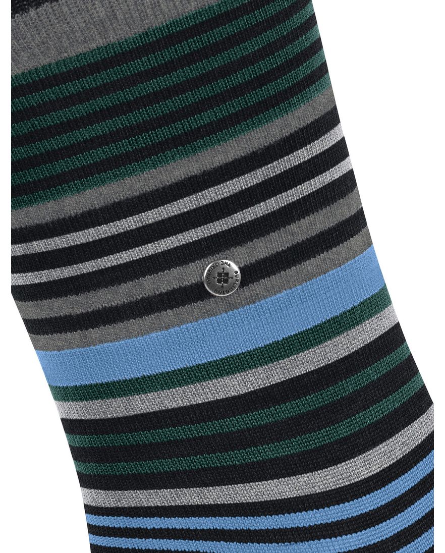 Burlington gestreepte sokken blauw en grijs