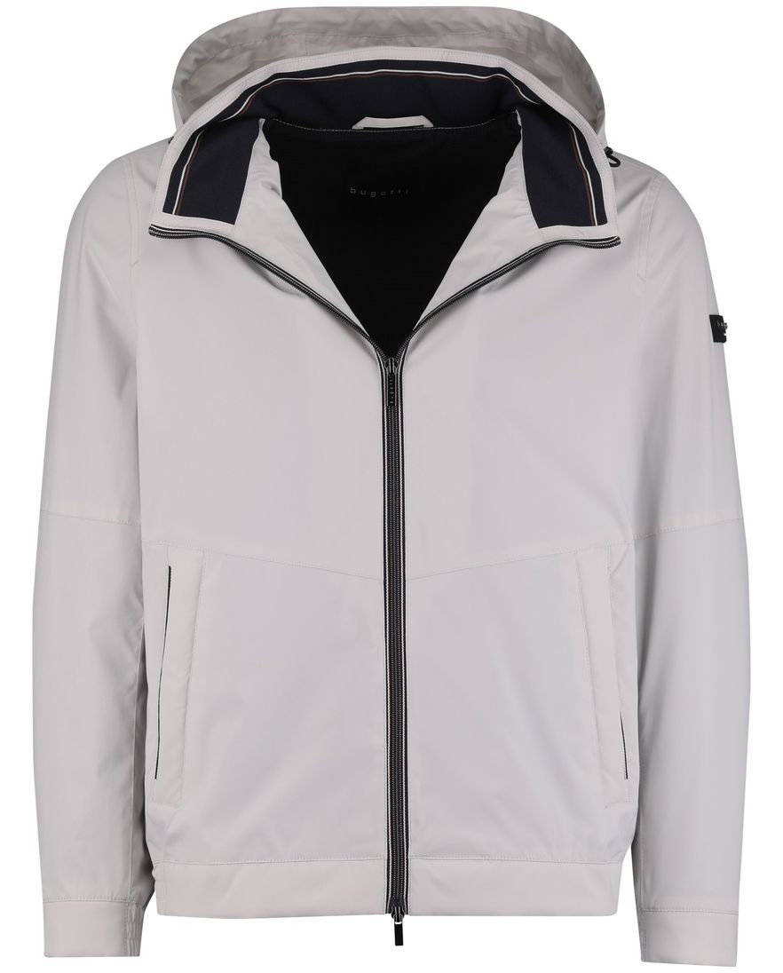 Grijze zomerjas Bugatti wijde fit waterafstotend capuchon