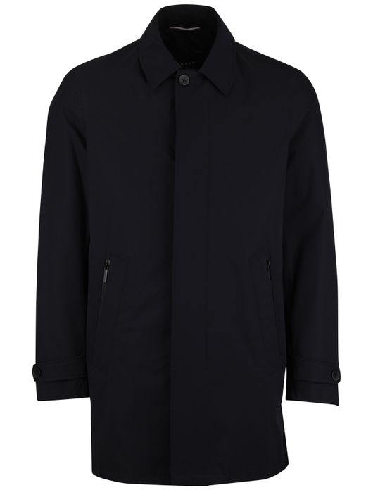 Bugatti zomerjas lang navy capuchon en kraag