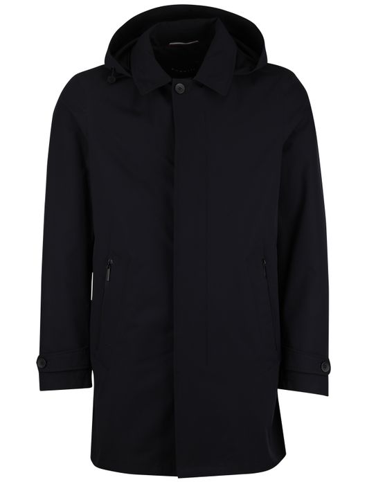 Bugatti zomerjas lang navy capuchon en kraag