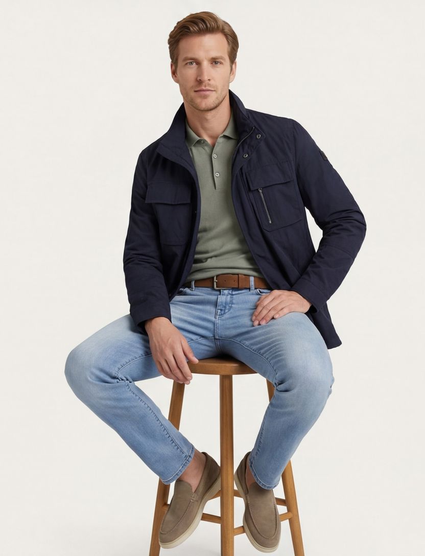 Zomerjas Bugatti wijde fit waterafstotend donkerblauw