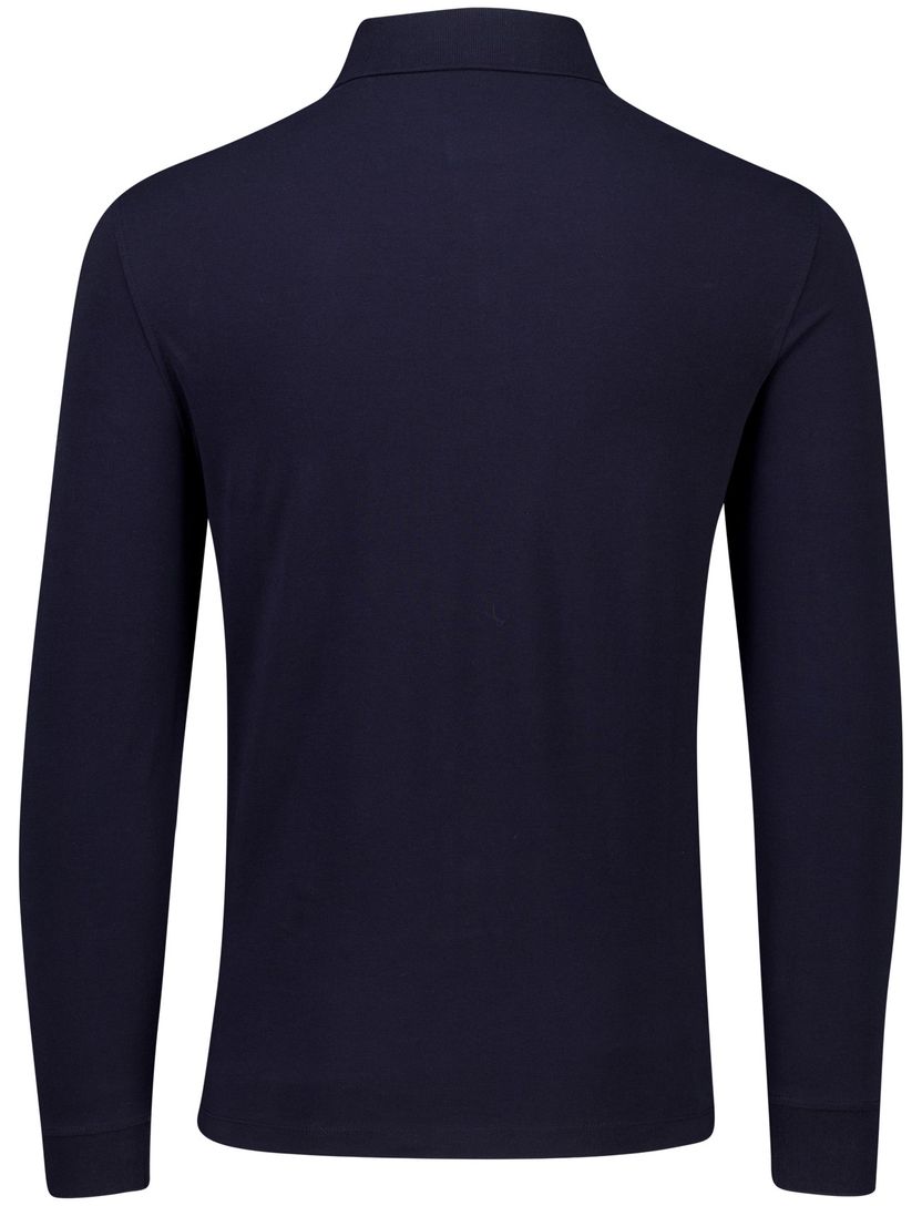 Donkerblauw poloshirt Bugatti knooprand beige