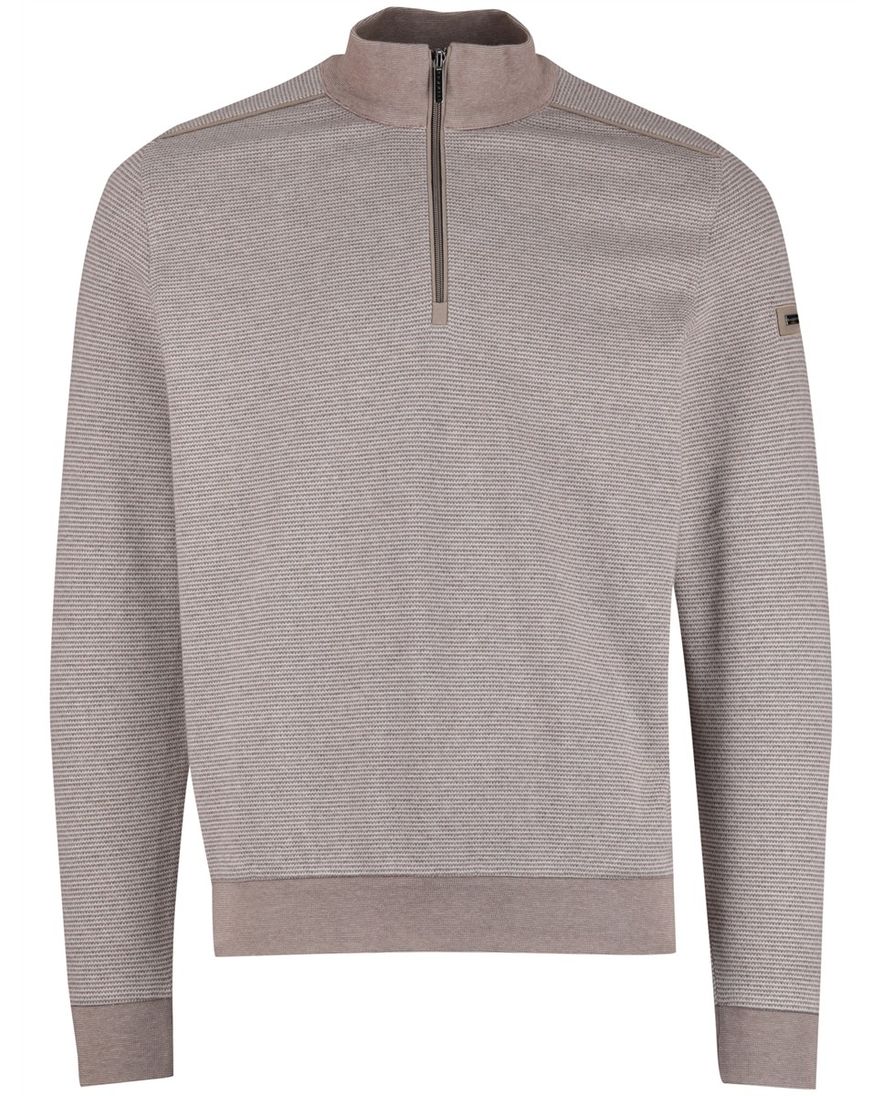 Bruine half zip trui Bugatti streepmotief