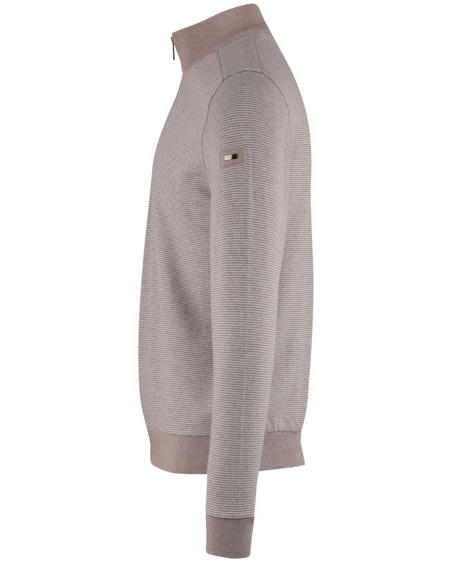 Bruine half zip trui Bugatti streepmotief