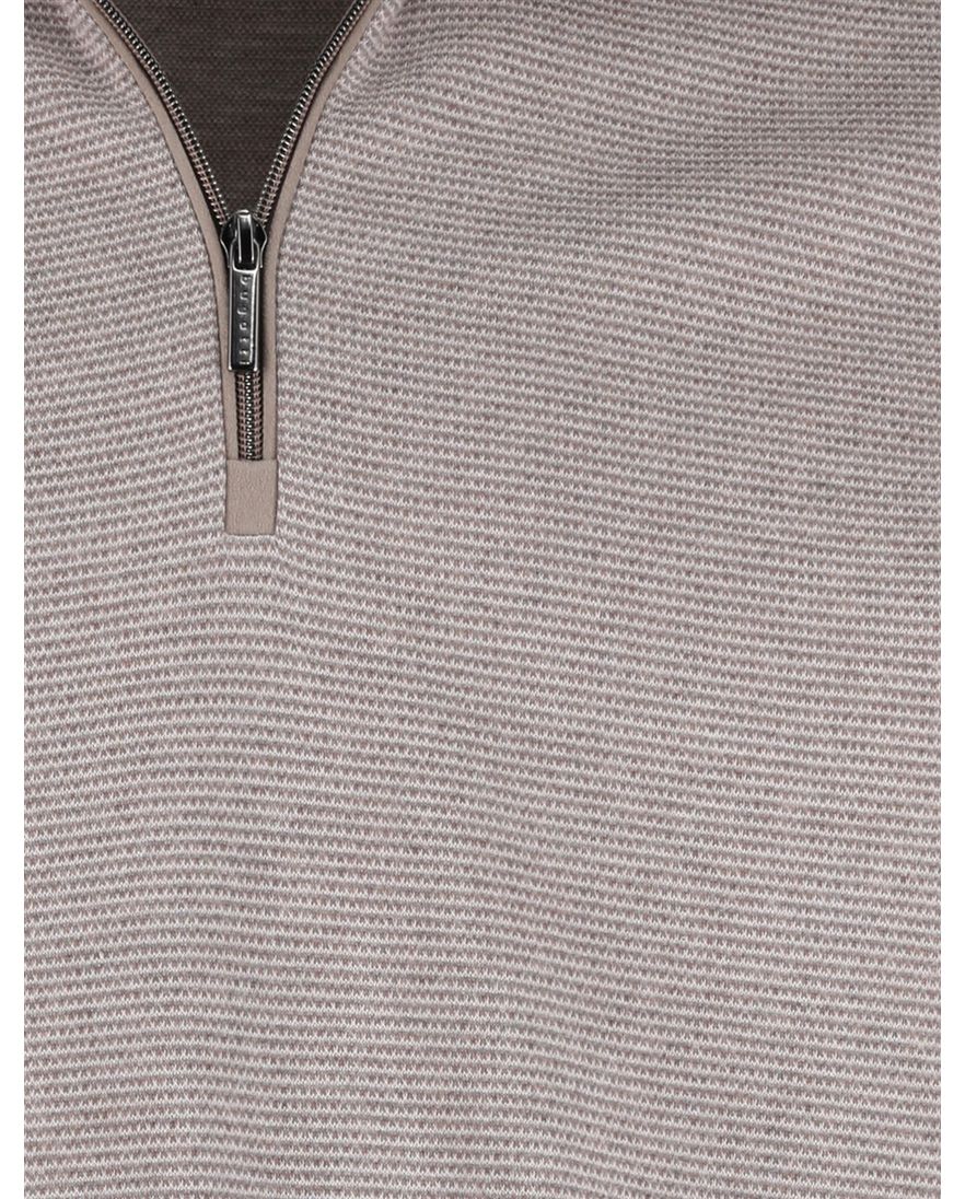 Bruine half zip trui Bugatti streepmotief