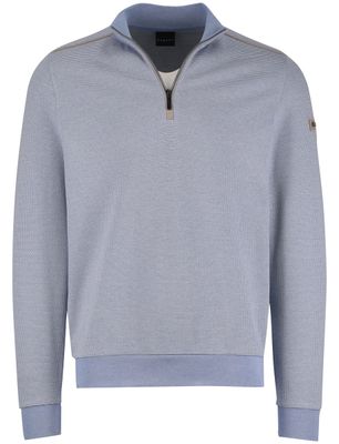 Bugatti Bugatti trui half zip lichtblauw geprint wijde fit katoen