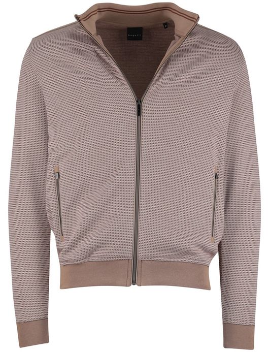 Bugatti vest beige met wit geprint met rits