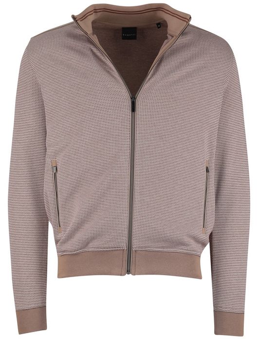 Bugatti vest beige met wit geprint met rits