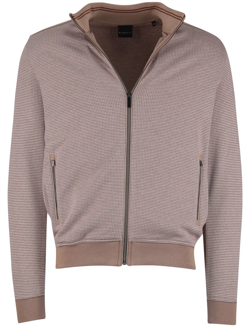 Vest Beige Bugatti rits geprint