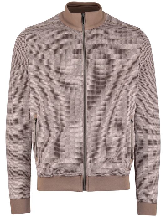 Bugatti vest beige met wit geprint met rits