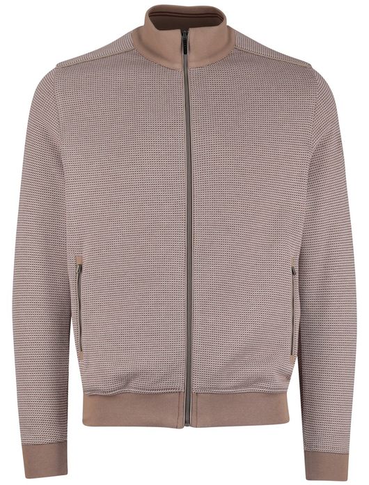 Bugatti vest beige met wit geprint met rits