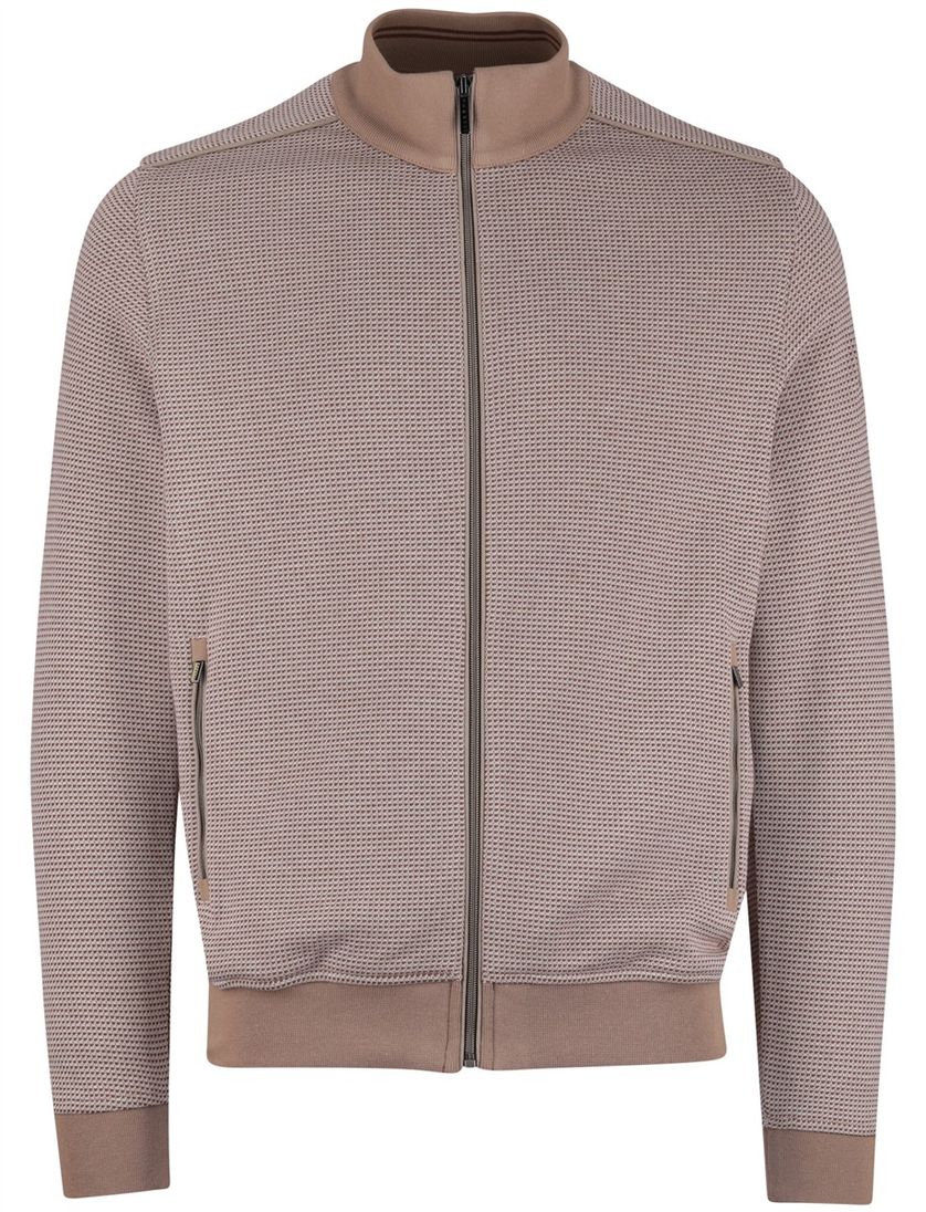 Vest Beige Bugatti rits geprint