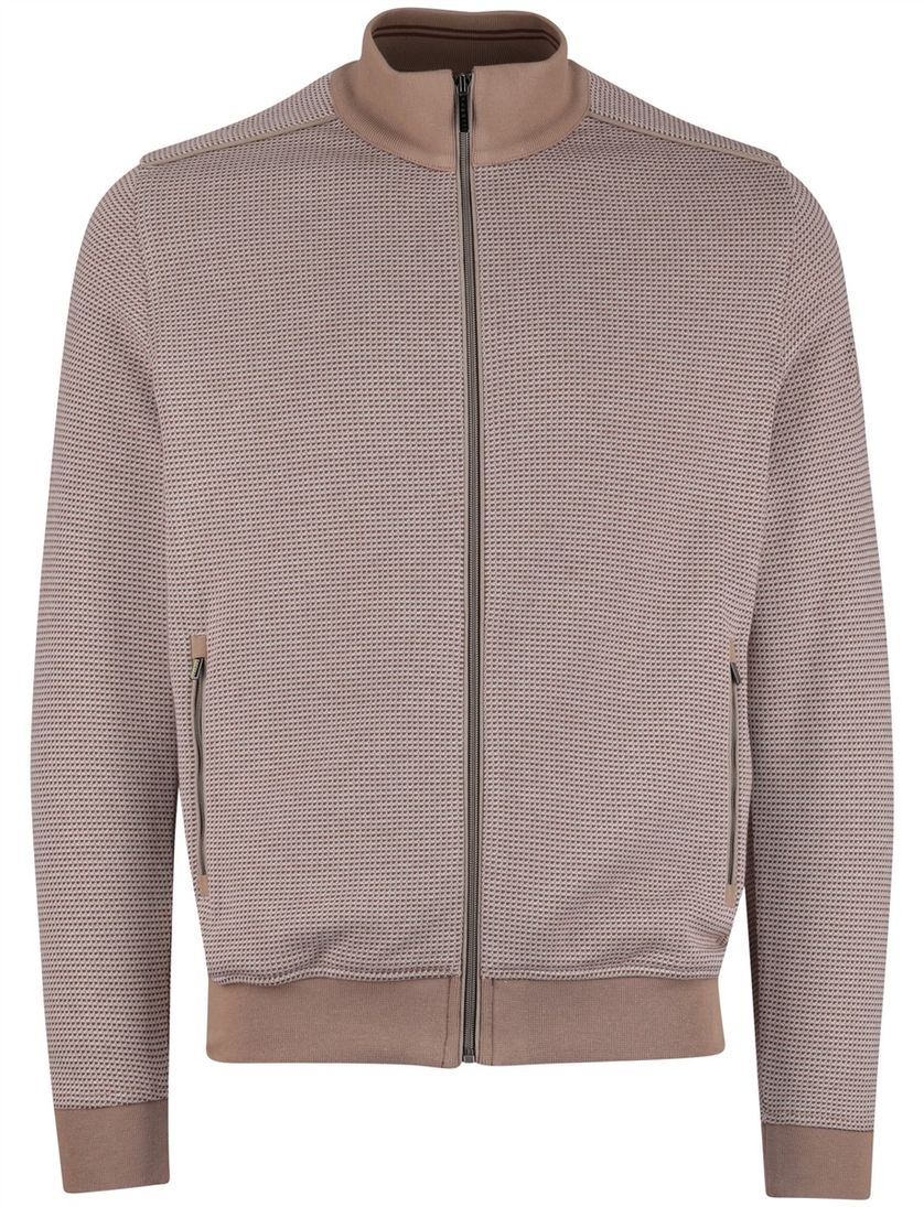 Vest Beige Bugatti rits geprint