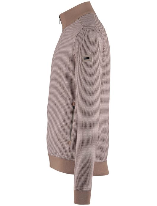 Bugatti vest beige met wit geprint met rits