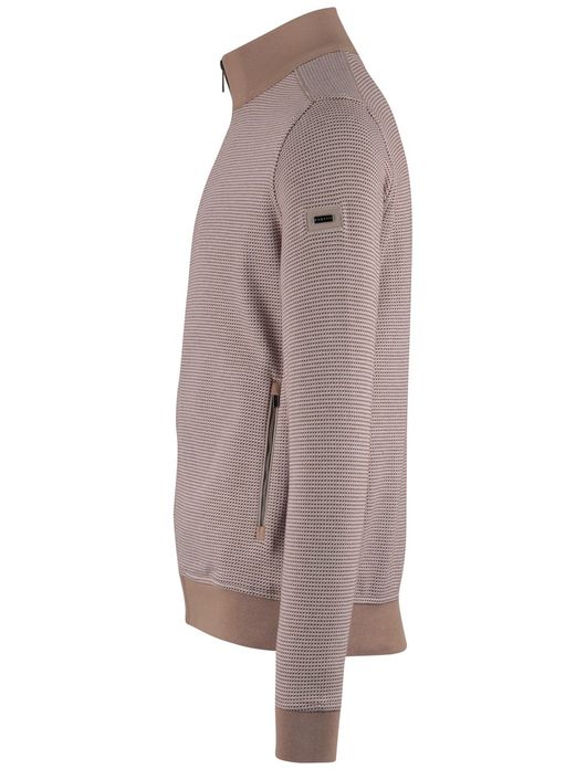 Bugatti vest beige met wit geprint met rits