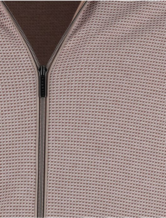 Bugatti vest beige met wit geprint met rits