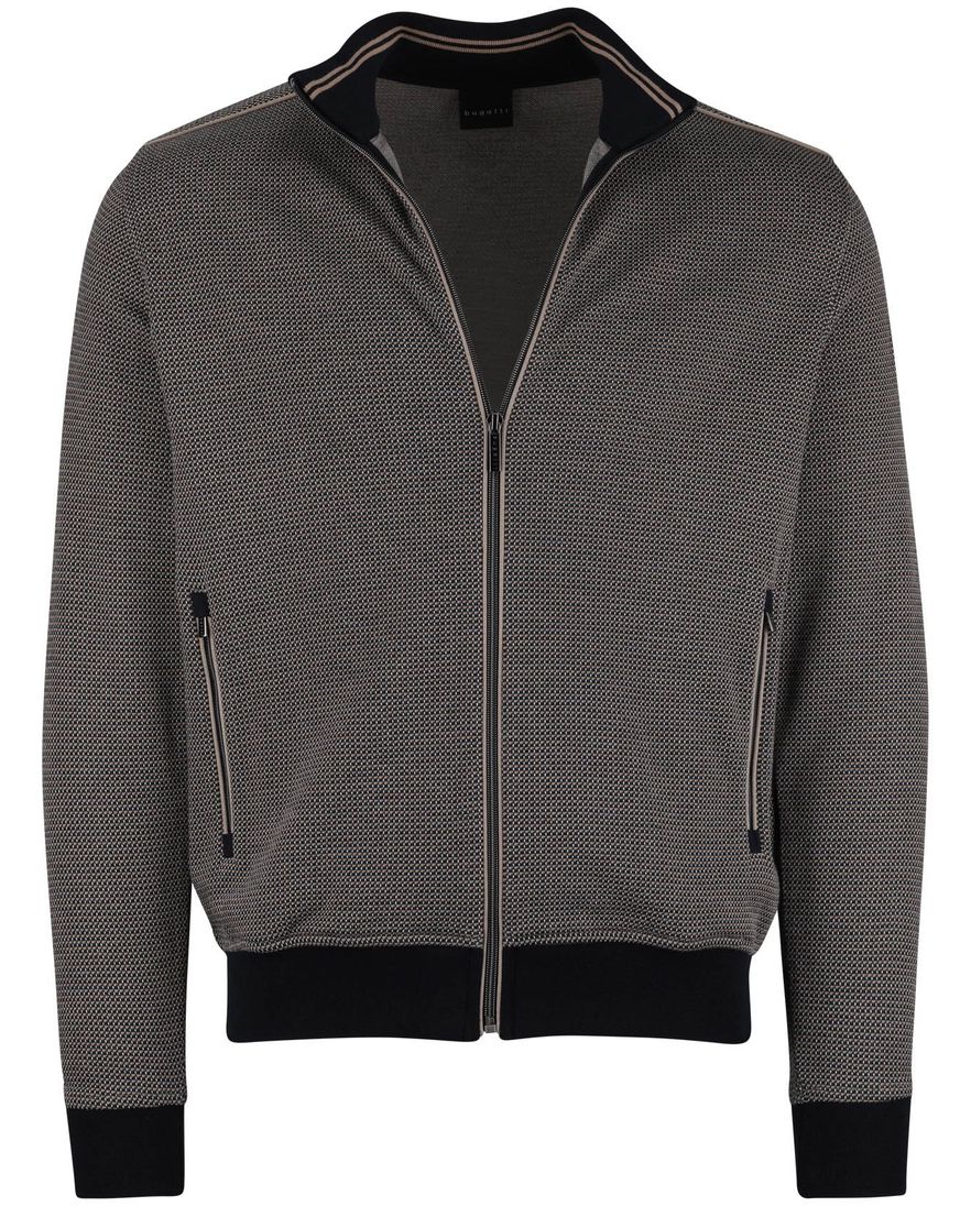 donkerblauw vest Bugatti geprint rits