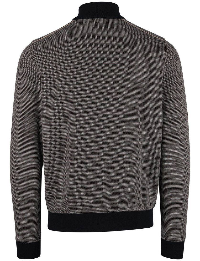 Vest Bugatti donkerblauw print rits wijde fit