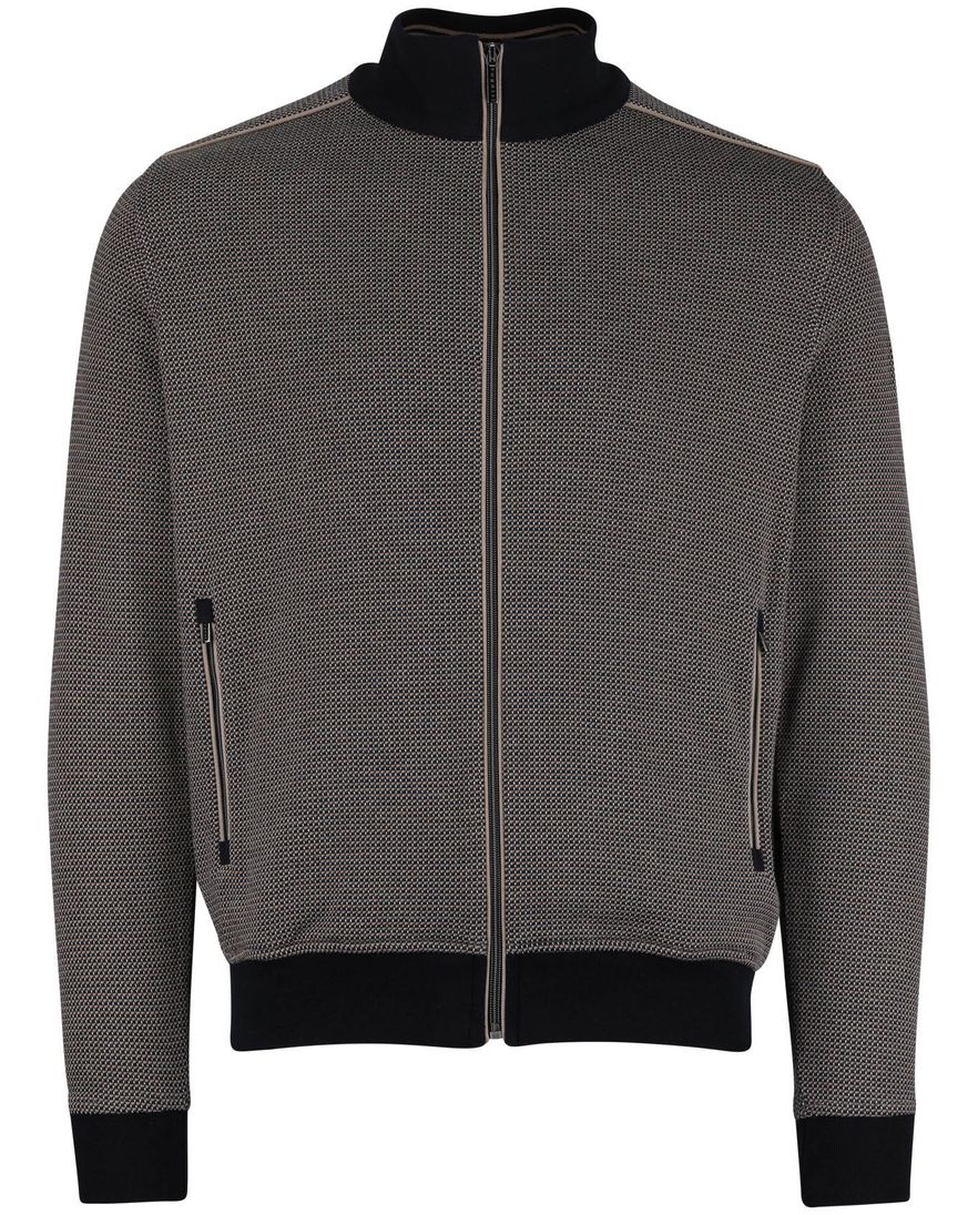 donkerblauw vest Bugatti geprint rits