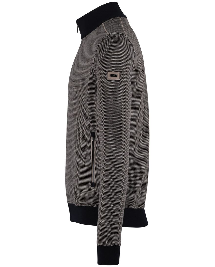 donkerblauw vest Bugatti geprint rits