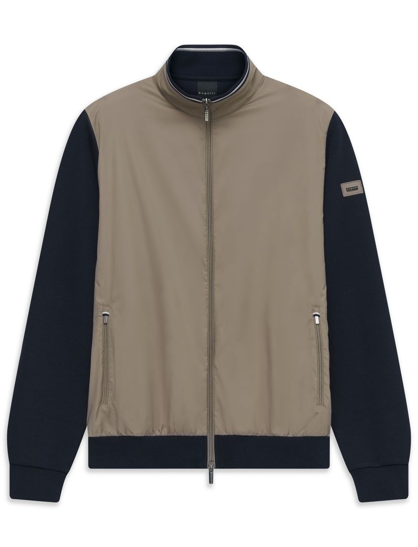 Beige Bugatti vest navy mouw