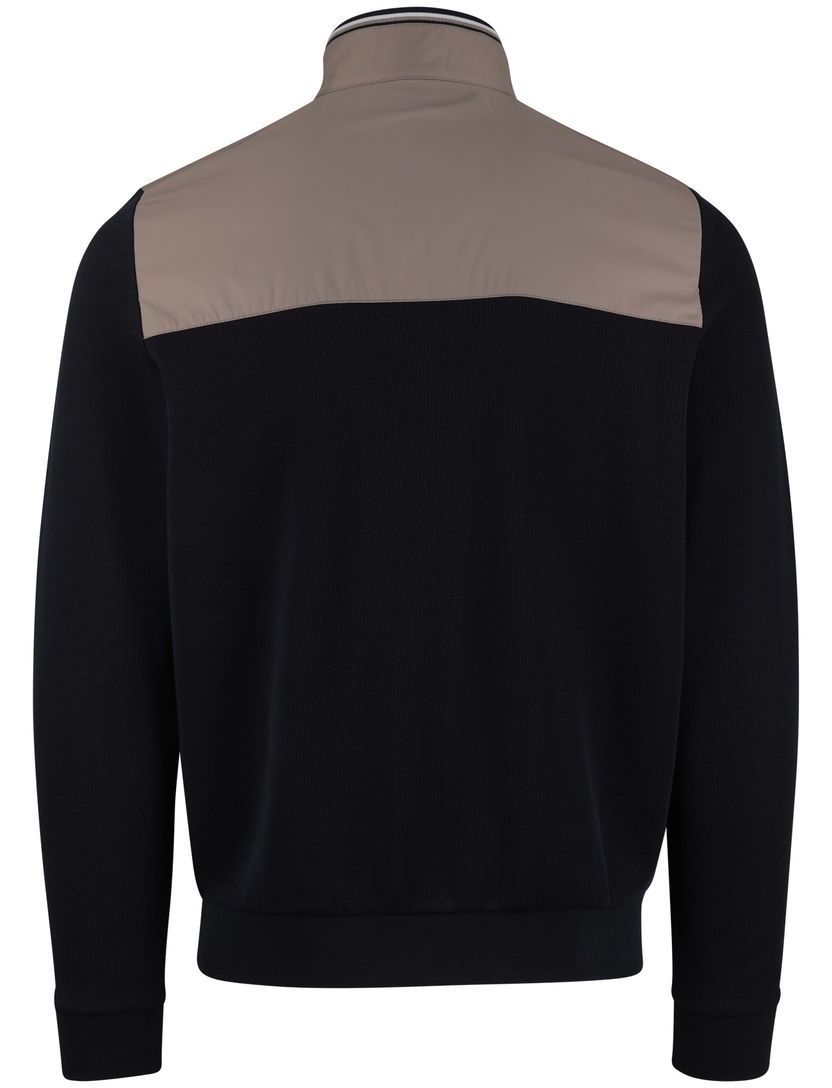 Beige Bugatti vest navy mouw