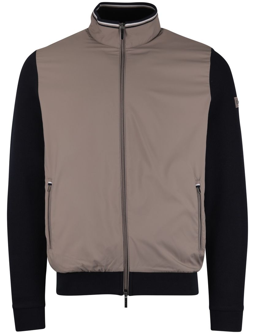 Beige Bugatti vest navy mouw