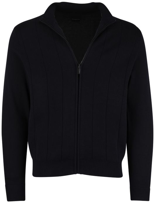 Bugatti vest navy hoge hals strepen textuur