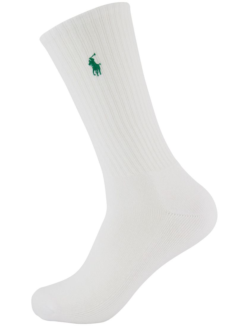 wit 6-pack herensokken Polo Ralp Lauren multicolor logo effen