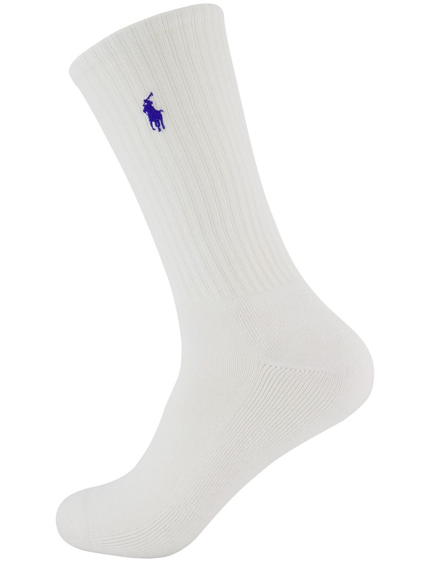 wit 6-pack herensokken Polo Ralp Lauren multicolor logo effen