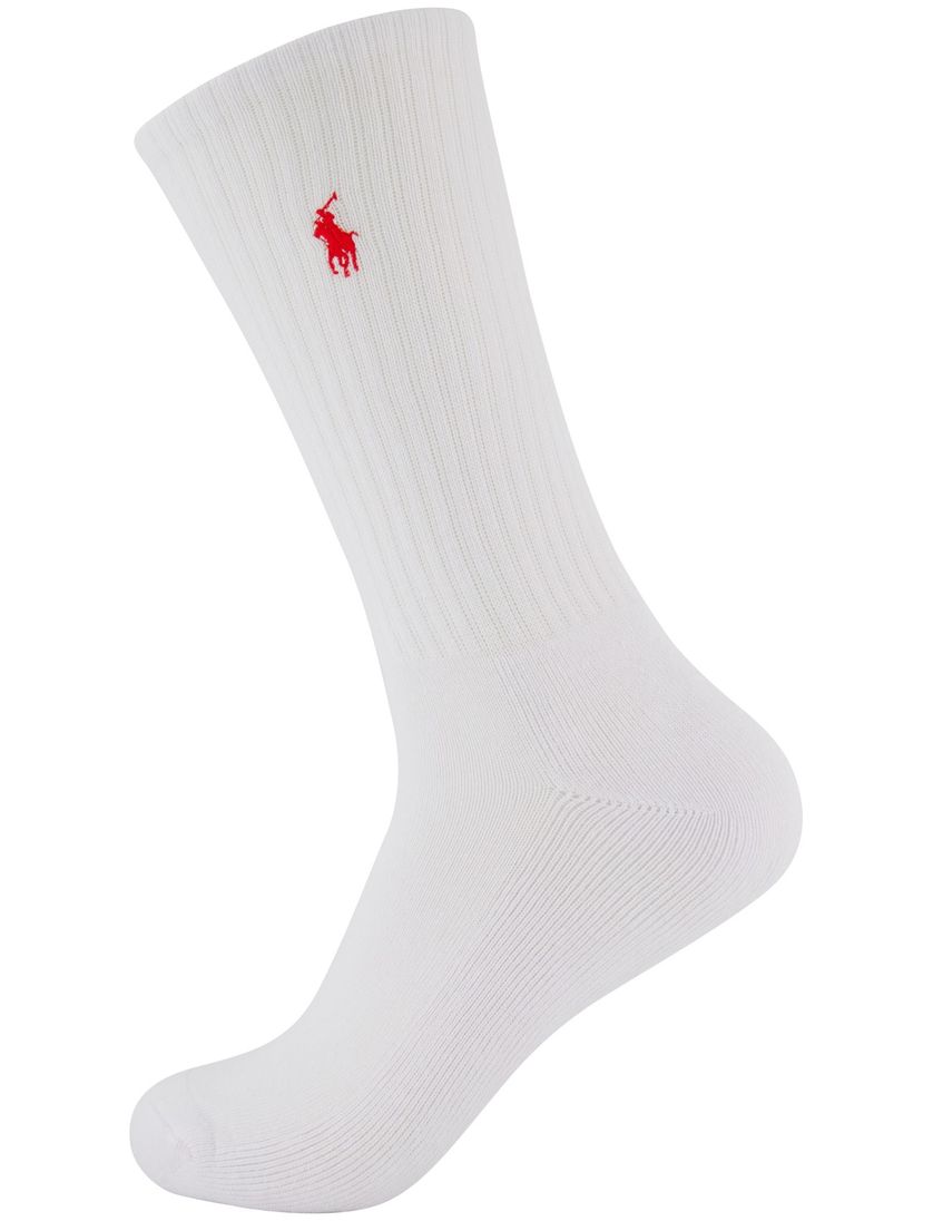 wit 6-pack herensokken Polo Ralp Lauren multicolor logo effen
