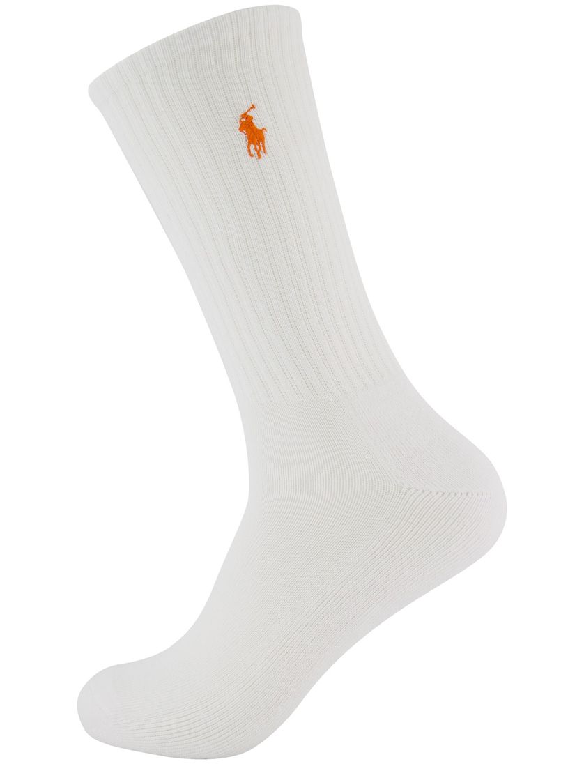 wit 6-pack herensokken Polo Ralp Lauren multicolor logo effen