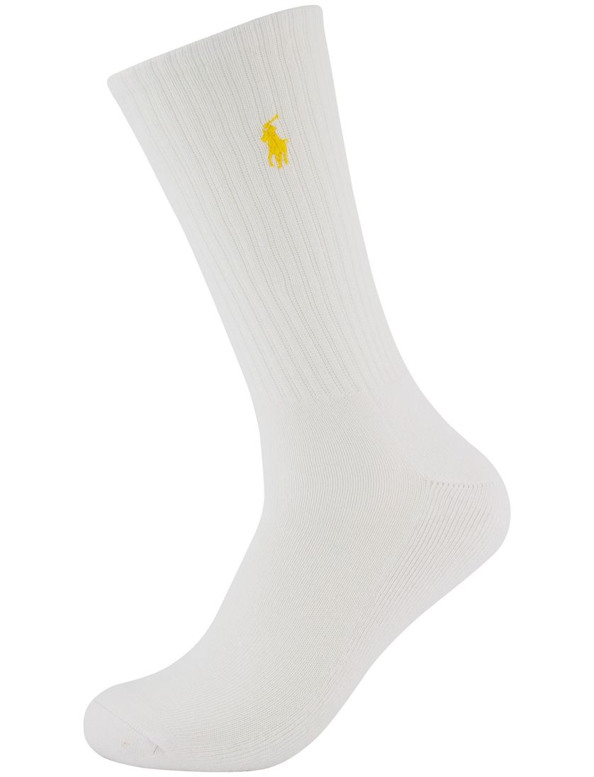 wit 6-pack herensokken Polo Ralp Lauren multicolor logo effen