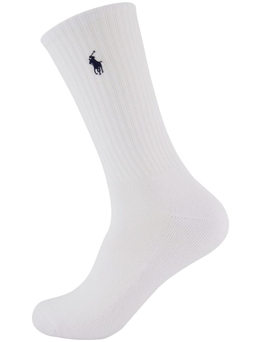 wit 6-pack herensokken Polo Ralp Lauren multicolor logo effen