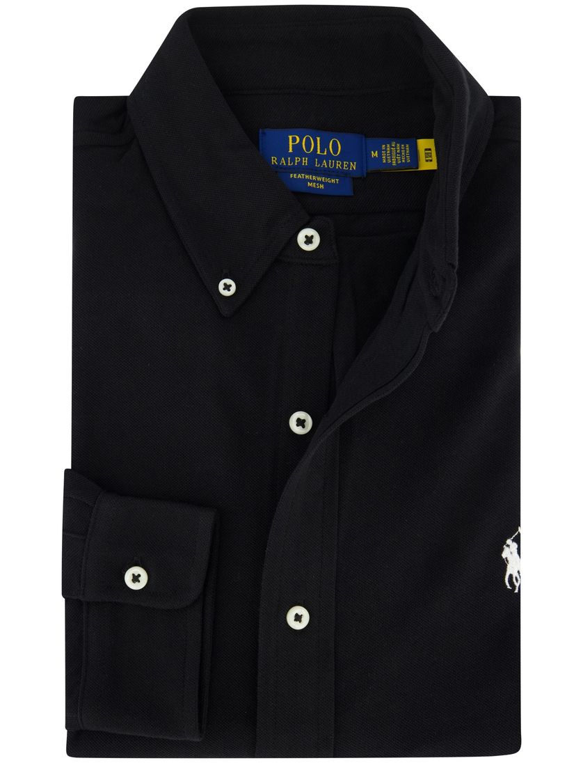 overhemd zwart Polo Ralph Lauren normale fit button down boord
