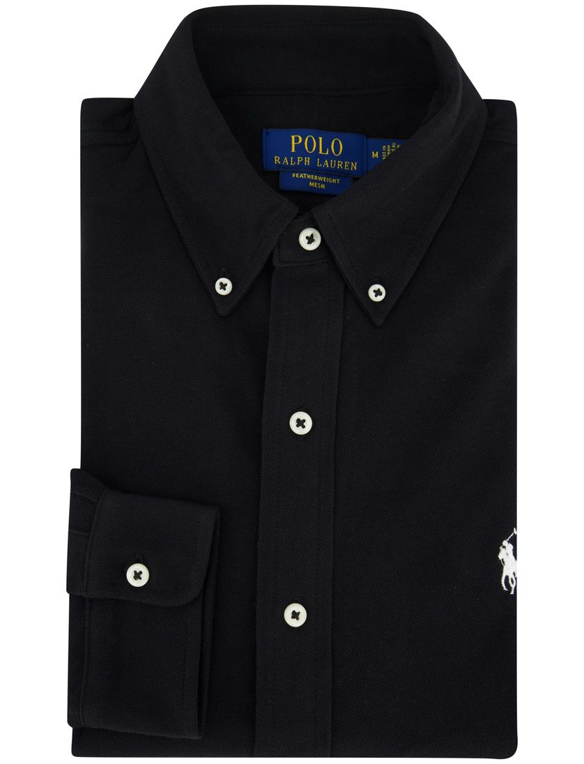 overhemd zwart Polo Ralph Lauren normale fit button down boord