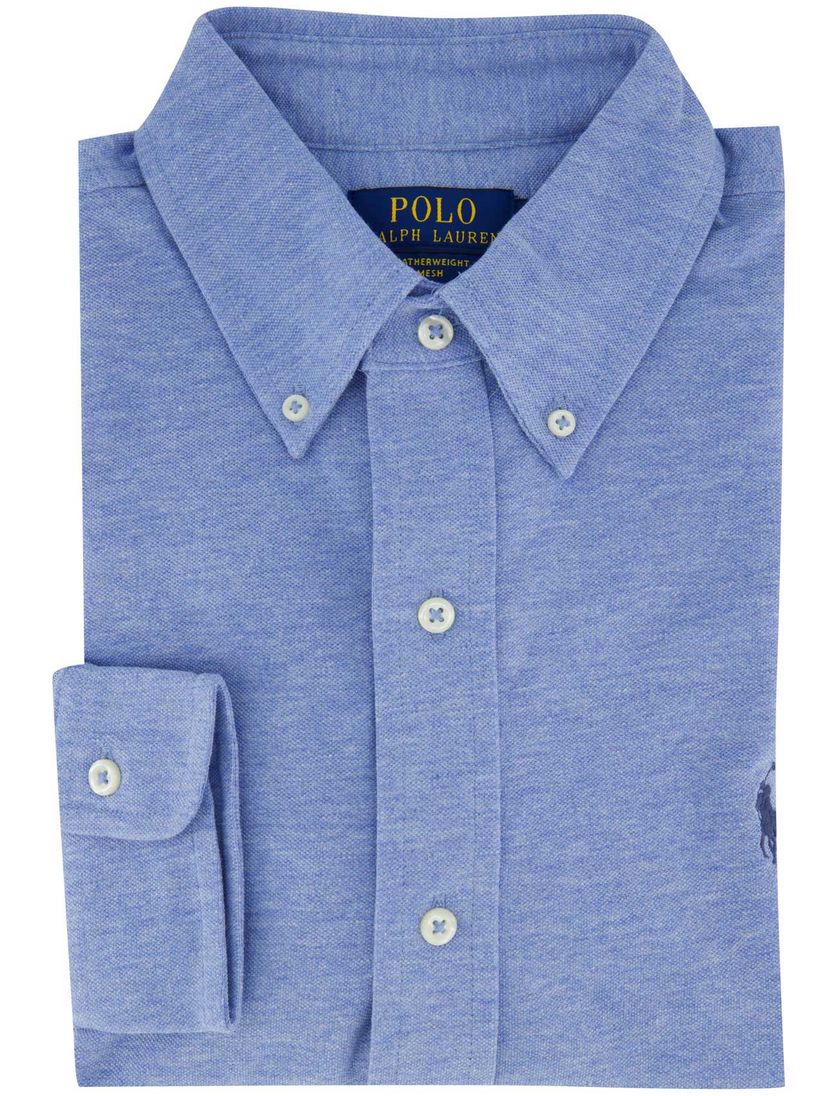 Overhemd Polo ralph lauren normale fit gemeleerd blauw