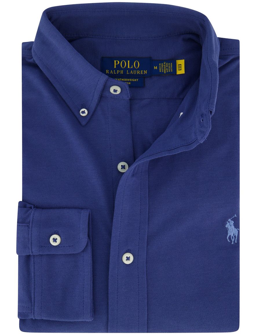 blauw overhemd Polo Ralph Lauren enkele manchet