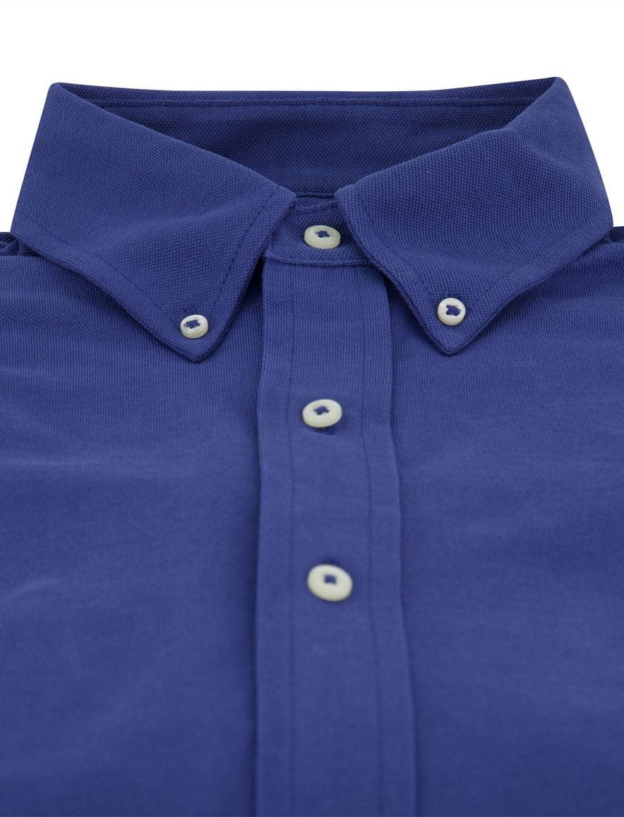 blauw overhemd Polo Ralph Lauren enkele manchet