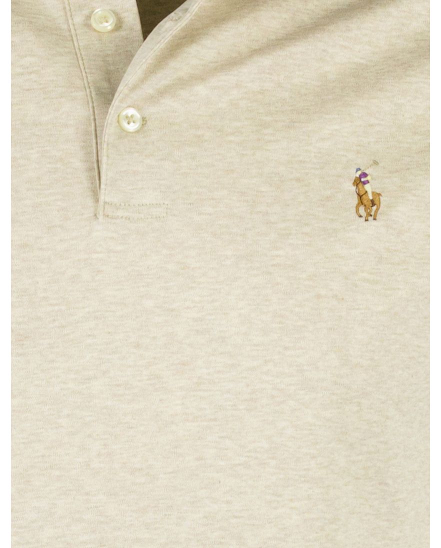 Beige gemeleerd poloshirt polo ralph lauren