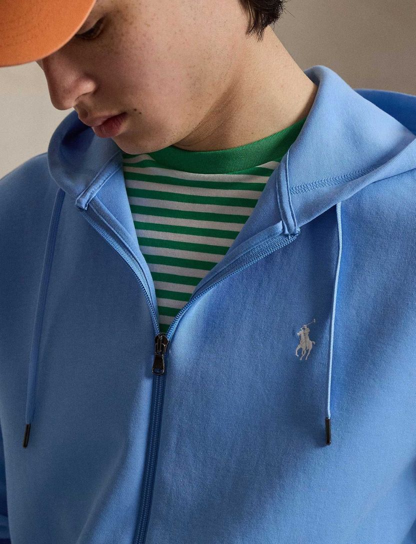 sweatvest Polo Ralph Lauren blauw capuchon normale fit